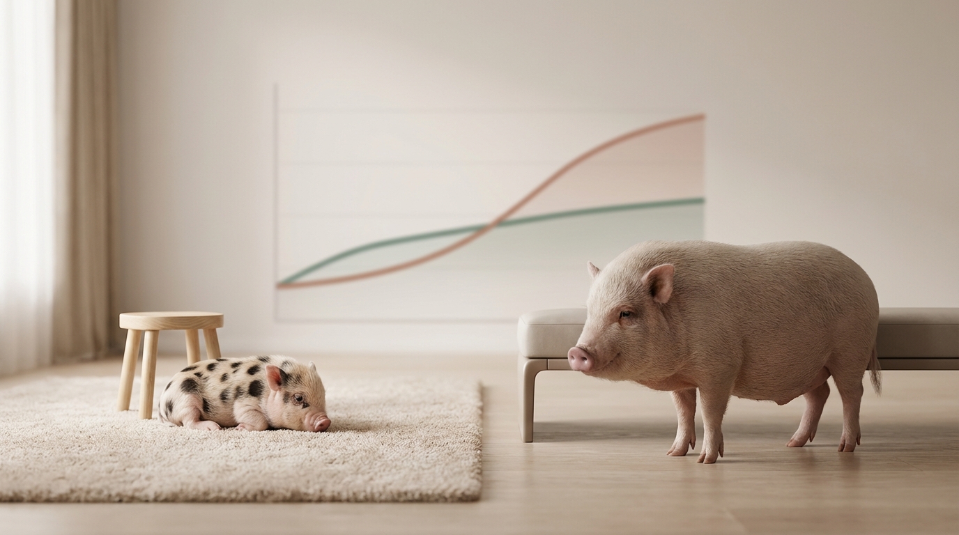 マイクロブタとミニブタの違い|成長後のサイズ比較表