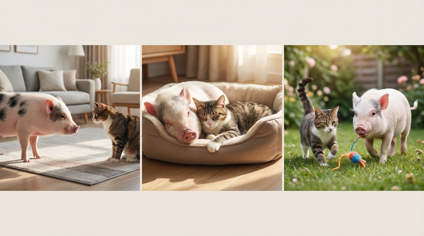 マイクロブタと猫のトラブル対処法3パターン