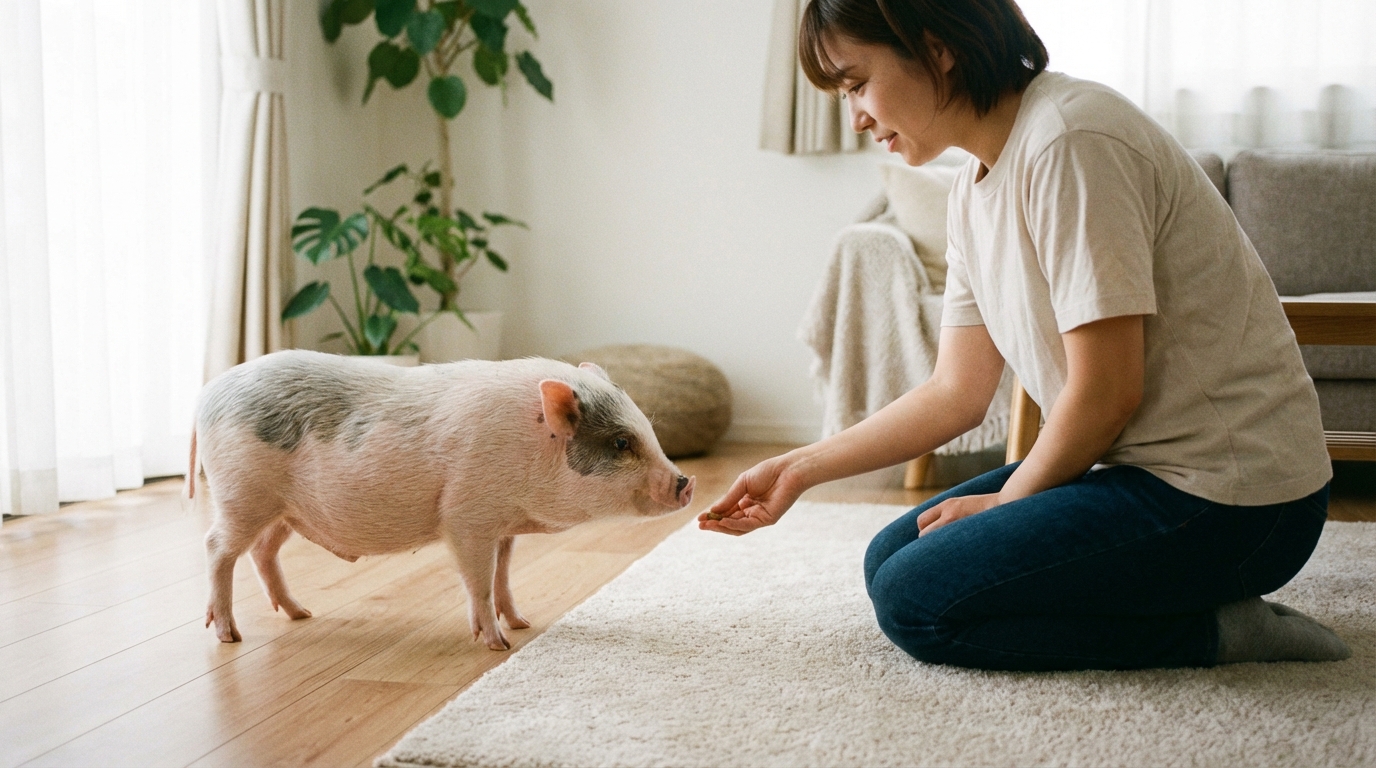 抱っこ嫌いなマイクロブタを慣らす方法【信頼関係の築き方】