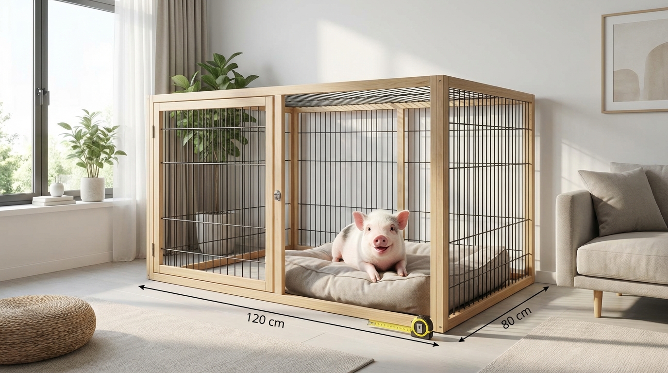 【結論】マイクロブタのケージは幅120cm×奥行80cm以上が目安