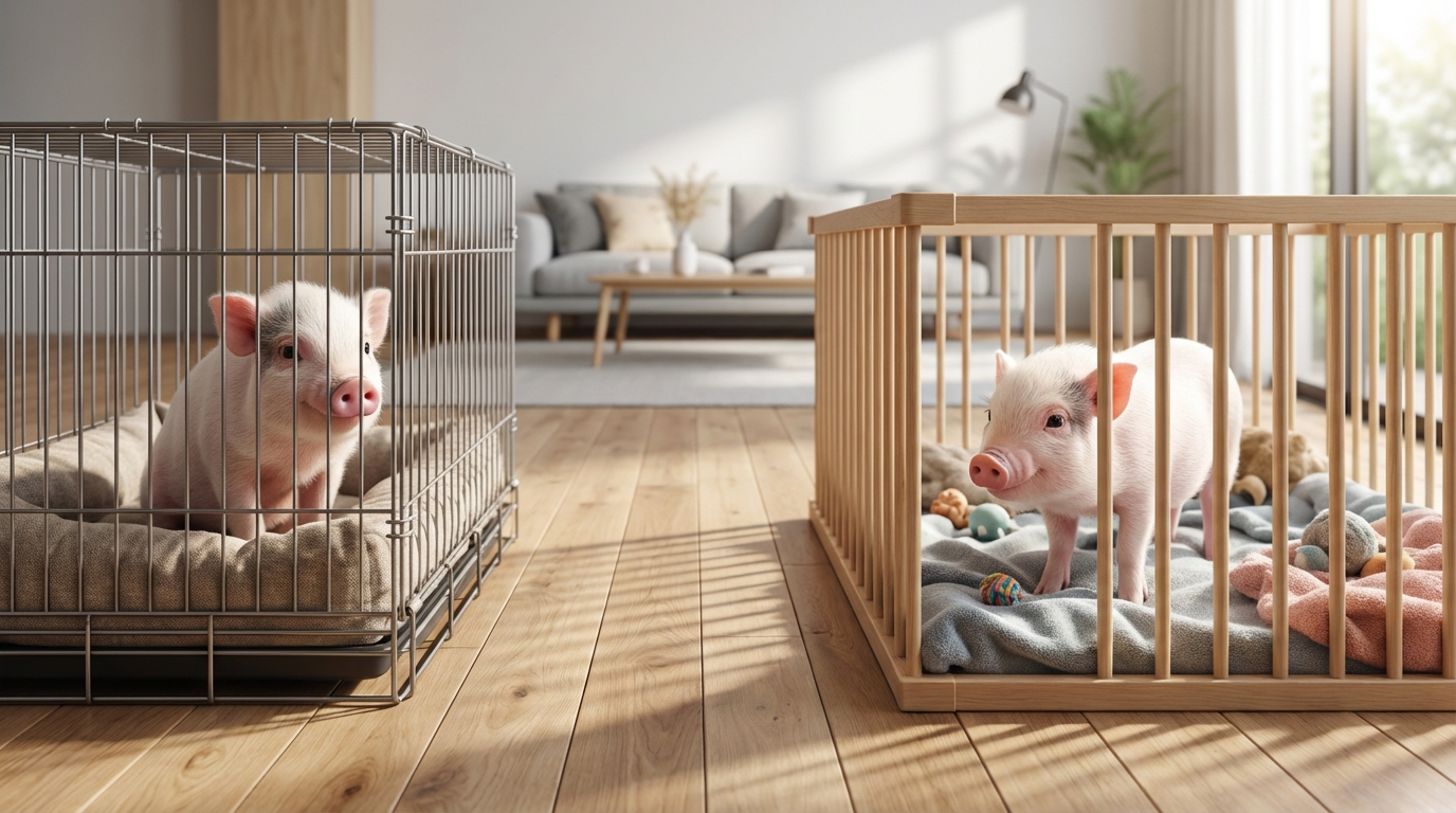 ケージとサークルの違い|マイクロブタにはどっちがいい?