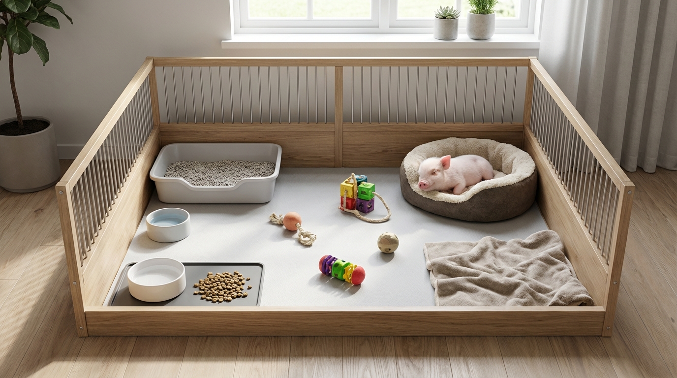 マイクロブタのケージ内レイアウト|快適な配置のコツ