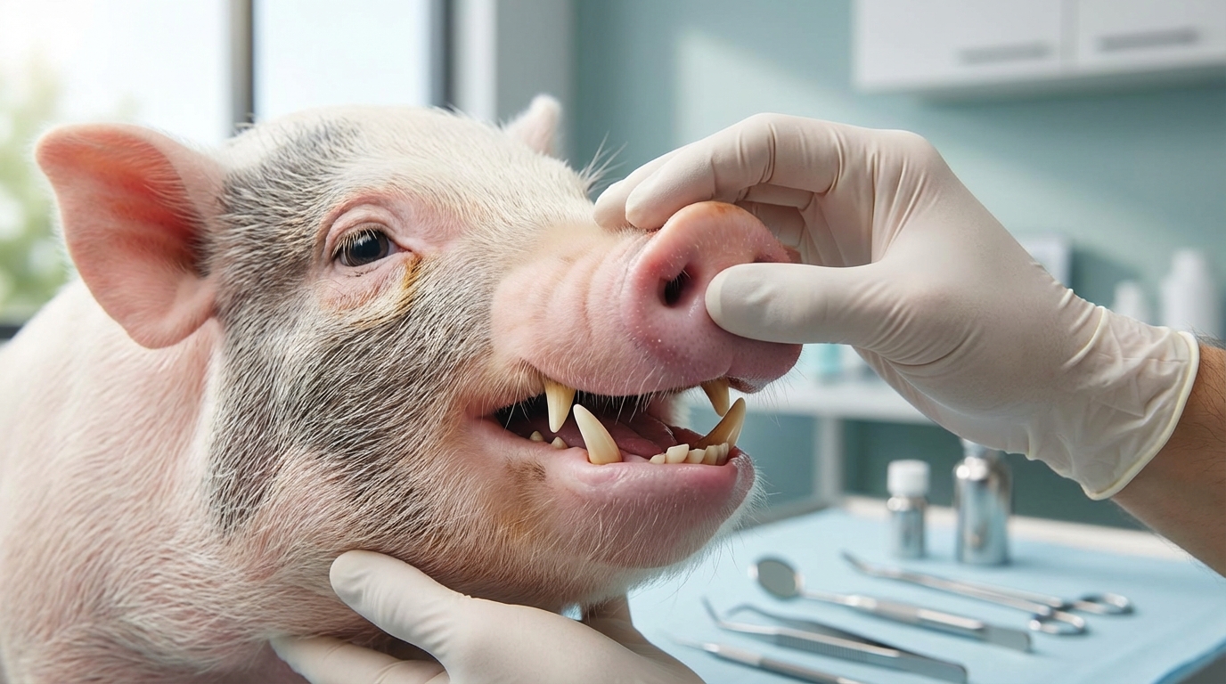 マイクロブタの犬歯が伸びすぎたときの対処法|カットの判断基準と費用