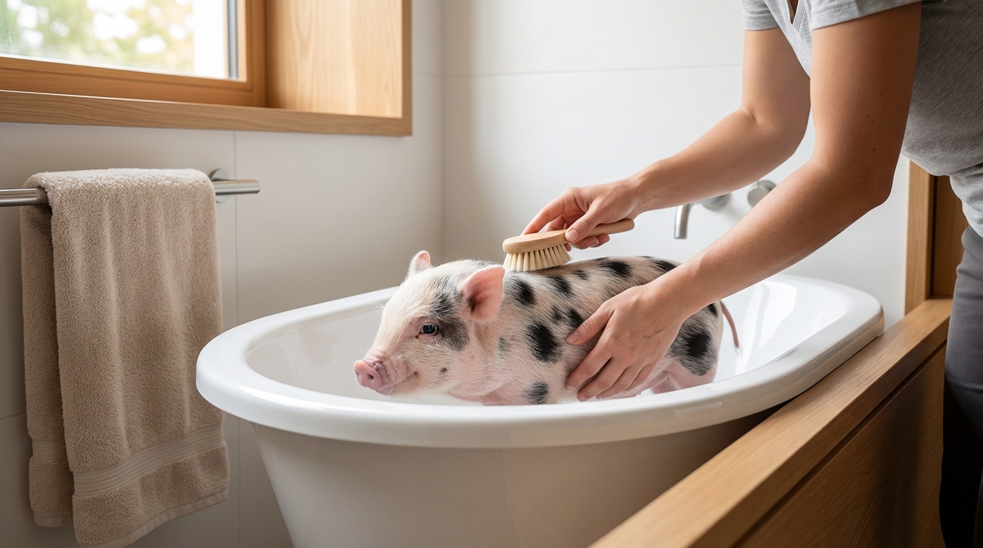 【実践編】マイクロブタのお風呂の入れ方|7ステップ