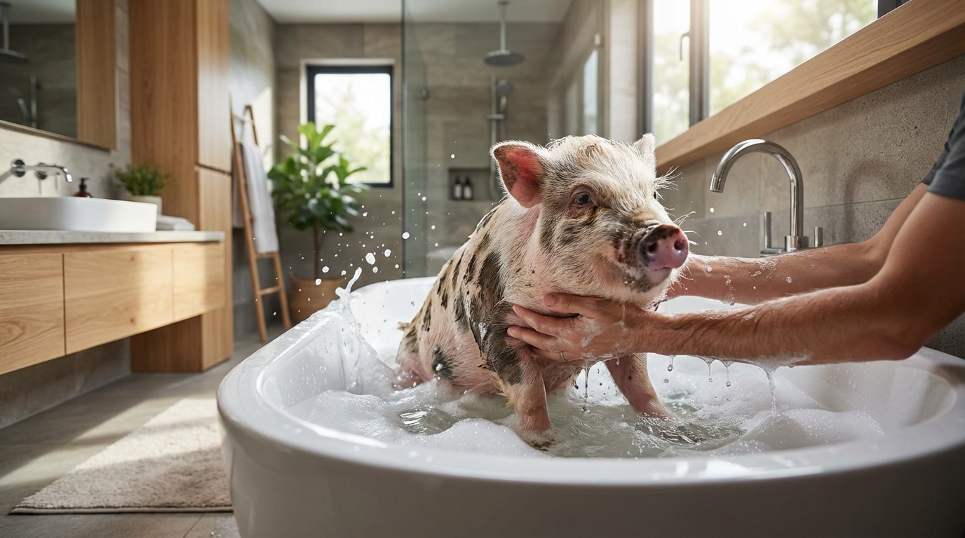 マイクロブタがお風呂を嫌がる・暴れるときの対処法