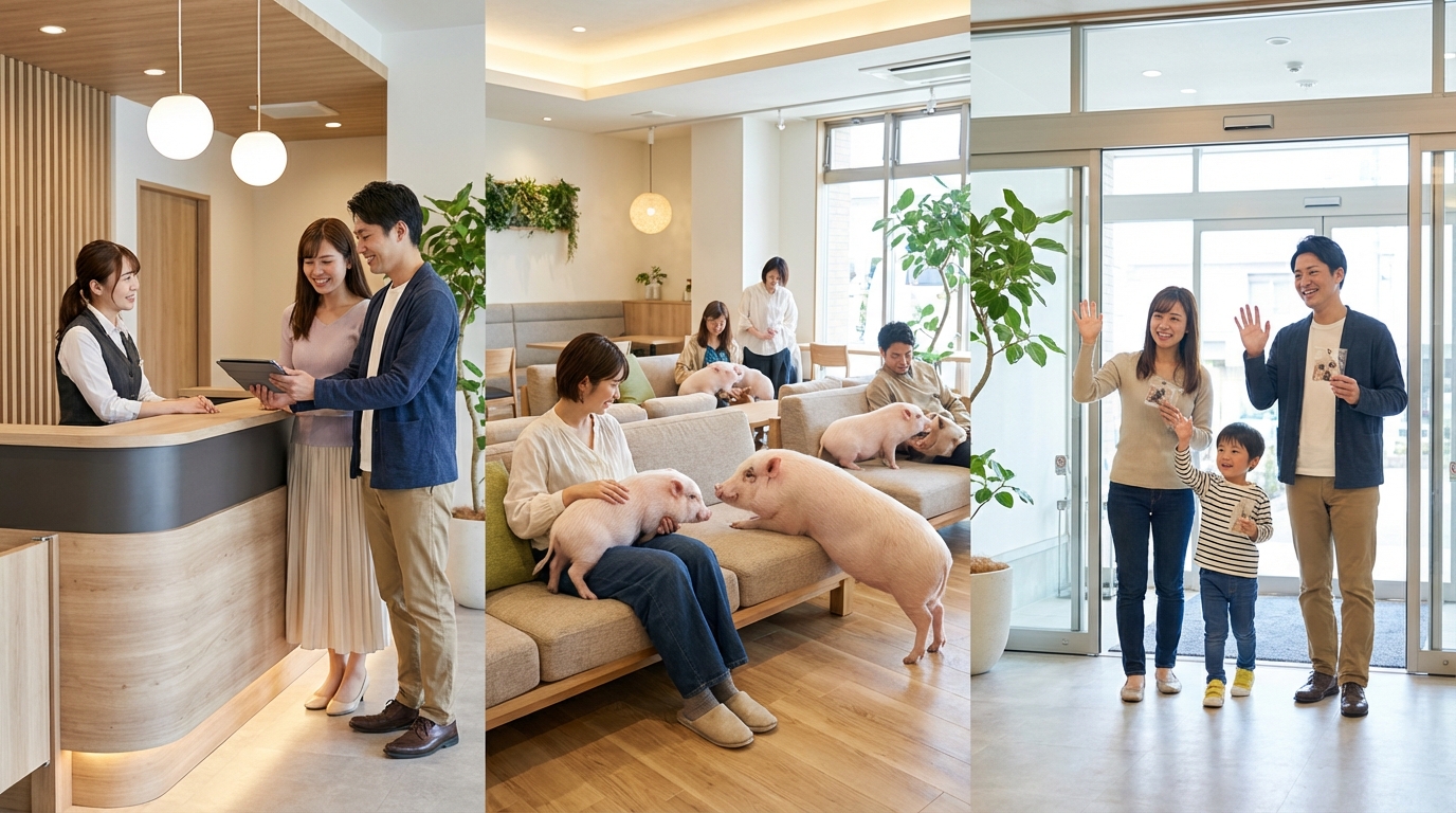 マイクロブタふれあい体験の流れ｜受付から退店まで徹底ガイド