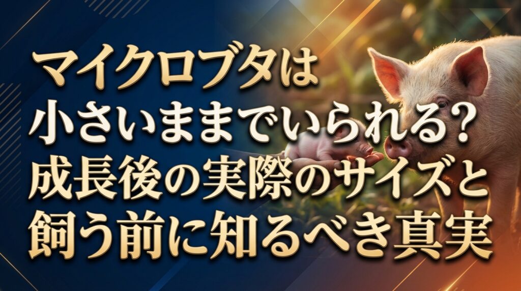 マイクロブタは小さいままでいられる？成長後の実際のサイズと飼う前に知るべき真実