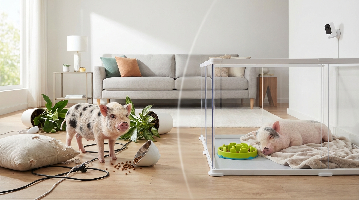 マイクロブタの留守番中に起こりやすいトラブル5選と予防策