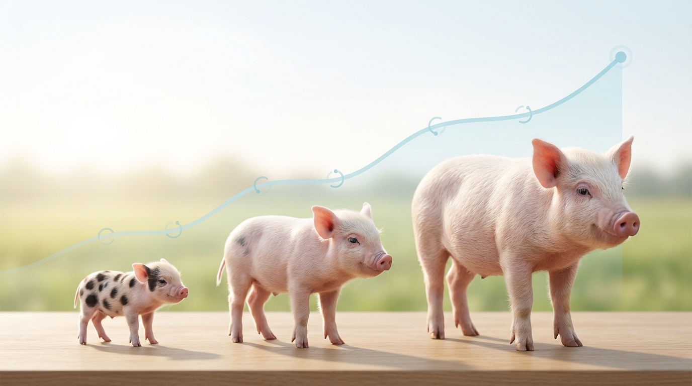 月齢別に見るマイクロブタの成長曲線と体重推移