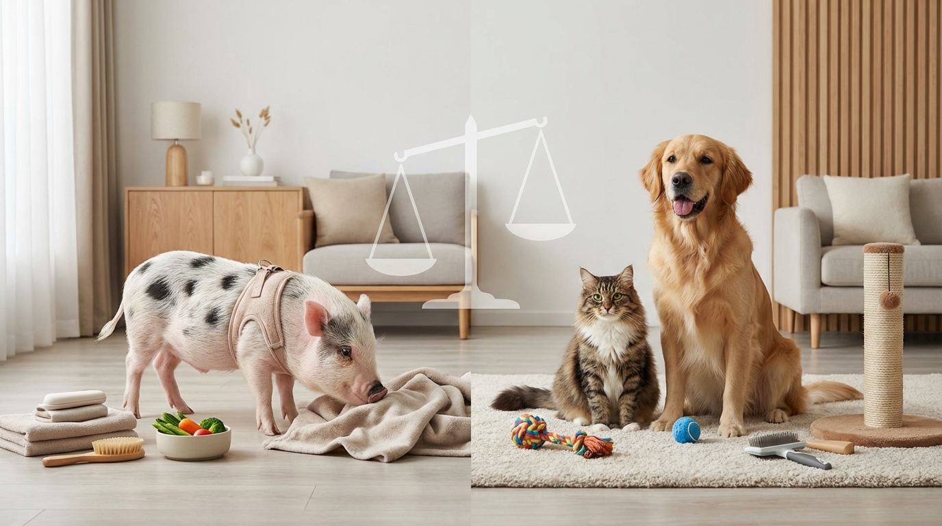 犬・猫と比べてマイクロブタはどれくらい大変?【比較表】