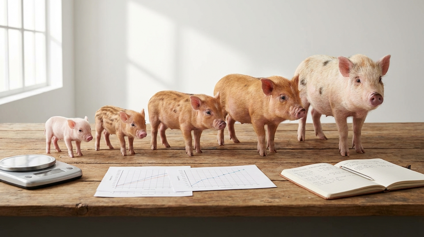 月齢別の体重推移|マイクロブタはいつまで成長する?