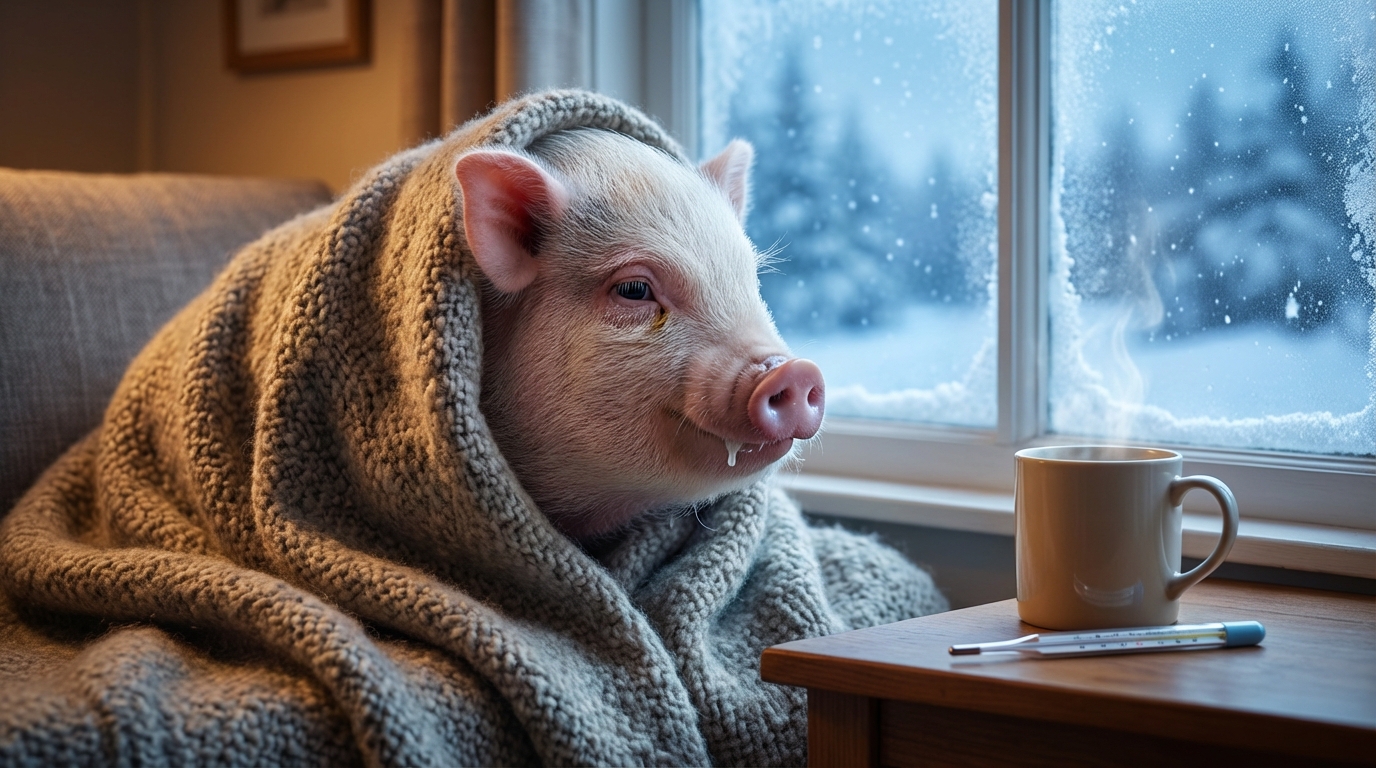 マイクロブタが寒さで体調を崩したときの危険サイン5つ