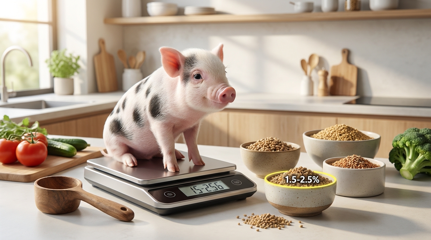 【結論】マイクロブタの餌の量は体重の1.5〜2.5%が目安