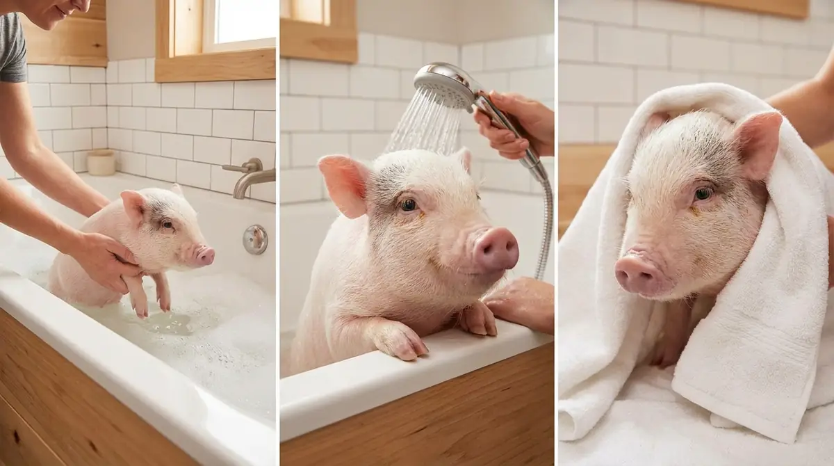 【5ステップ】マイクロブタのお風呂の入れ方