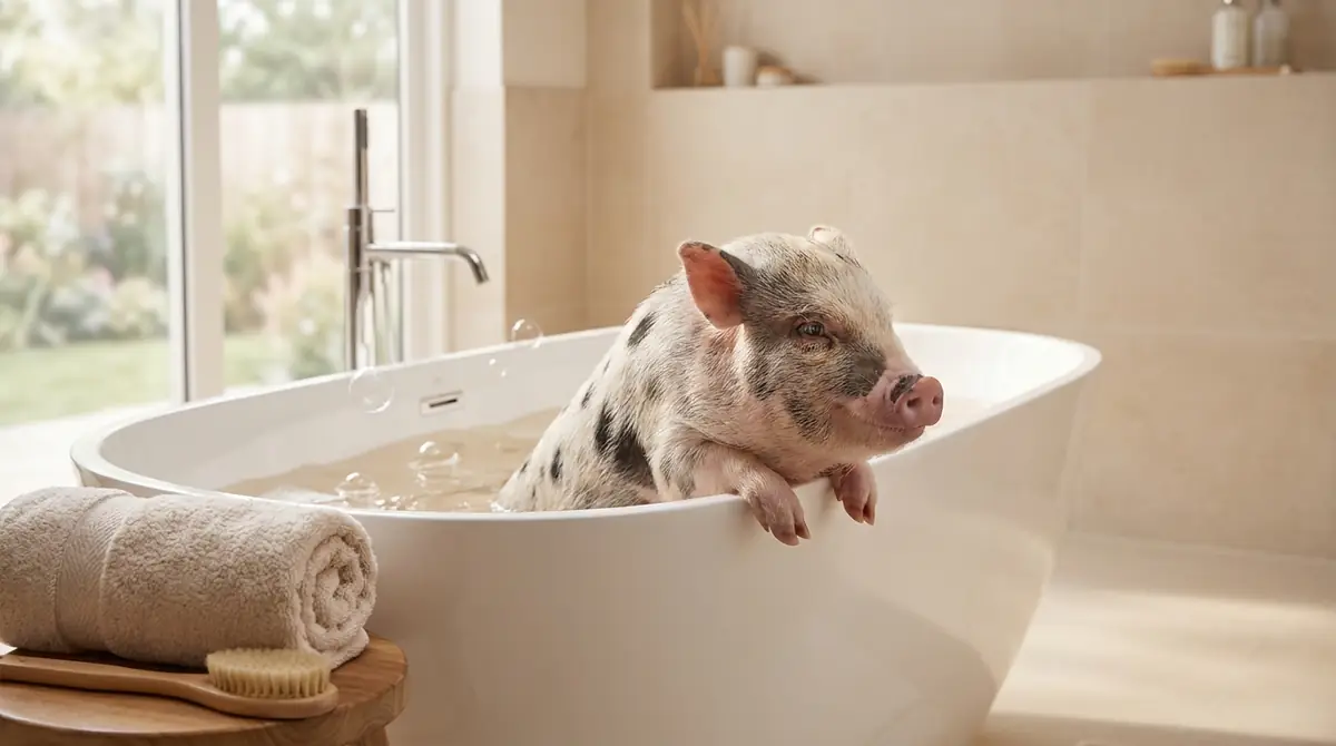 マイクロブタがお風呂を嫌がるときの対処法