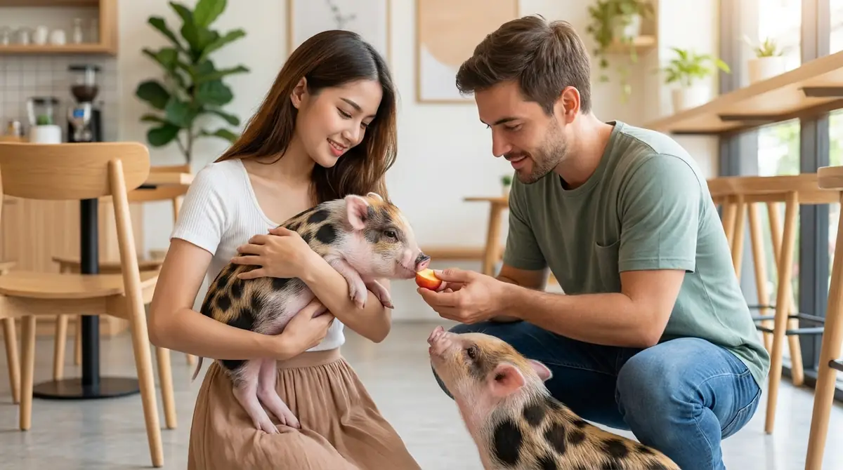 マイクロブタとの触れ合い方|抱っこ・エサやりはできる?