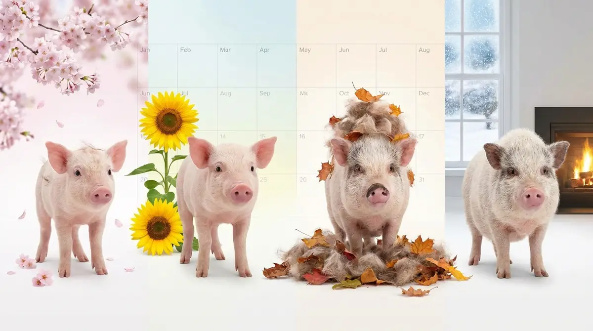 【月別カレンダー】マイクロブタの抜け毛量の変化