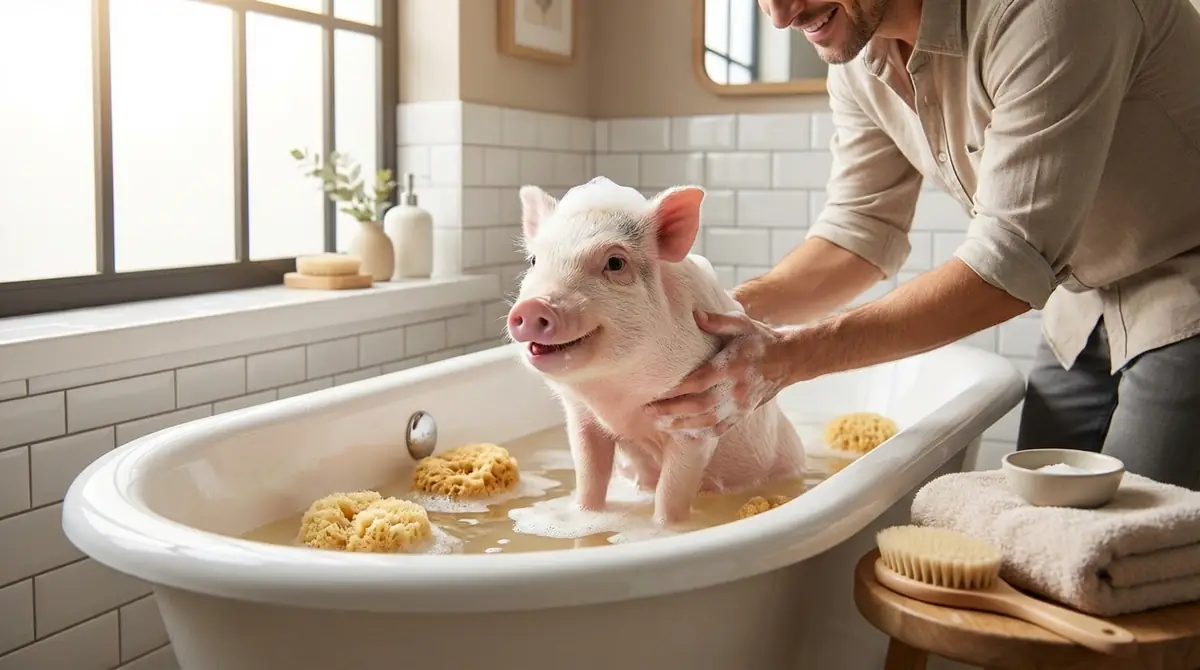 マイクロブタのお風呂の入れ方【基本5ステップ】