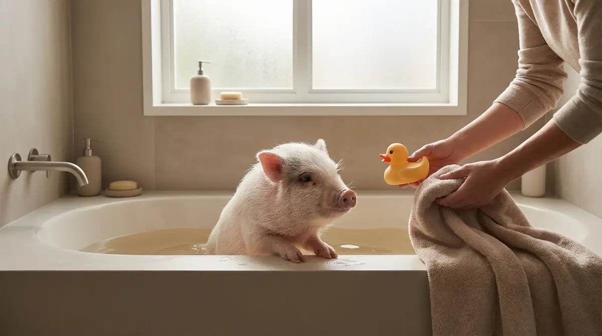 お風呂を嫌がるマイクロブタの慣らし方