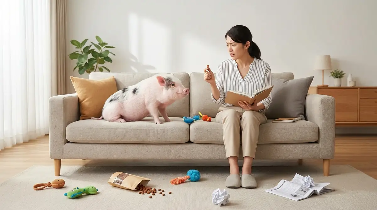ミニブタ（ペットとして飼育される小型のブタ）のしつけが上手くいかないときの原因と解決策